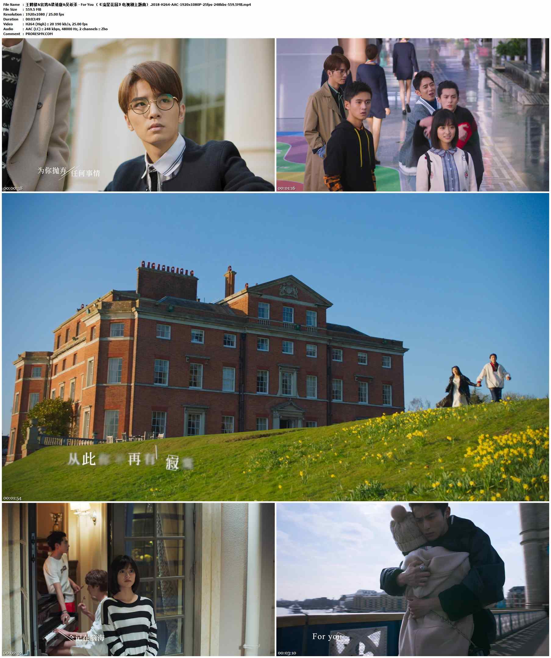 王鹤棣&官鸿&梁靖康&吴希泽 - For You （《流星花园》电视剧主题曲）.2018-H264-AAC-1920x1080P-25fps-248kbs-559.5MB官方MV_高清MV
